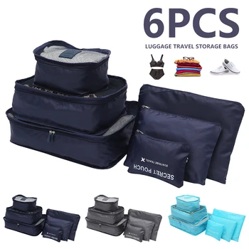 

6pcs/set Luggage Organizer Bag Large Waterproof Travel Accessories Oxford Packing Cubes Organiser For Clothing Storage Bags