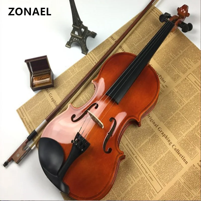 ZONAEL 4/4 3/4 1/2 1/4 Скрипка для начинающих из липы античный матовый высококачественный