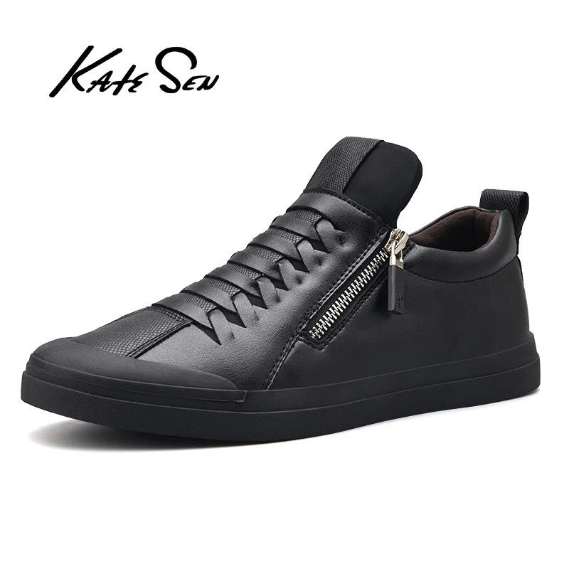 

KATESEN men shoes new Men causal Genuine Leather shoes man loafers sneakers British dress shoes lace-up male leisure shoes
