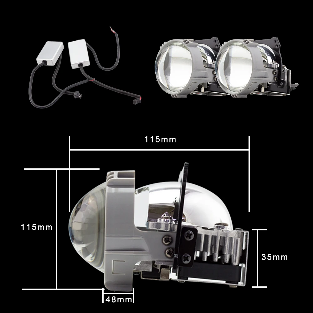 US $75.39 SHUOKE BiLED Projector headlights Lens 25 Inch 12V 36W 6000Lm 6000K Car Headlight Projector bi lenses for BMW for Audi Mazda