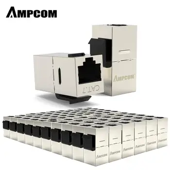 

CAT7 Feed-Through Keystone Jack,AMPCOM Sheilded RJ45 CAT7 Straight-Through Keystone Module Adapter Couplers for Wall Plate STP