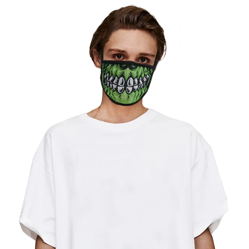 Eraspooky Horror Skeleton Face Mask Funny Black Skull Printed Masks Halloween Costume Cosplay Accessories |
