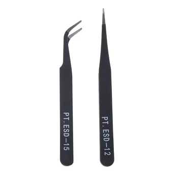 

2pcs Stainless Steel Nail Tools Eyelash Extension Tweezers Nippers Pointed Clip Drop Ship Support