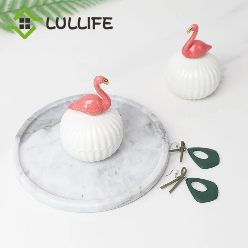 

Ceramic Jewelry Box Creative Flamingo Jewelry Storage Boxes Ring Earrings Necklace Box Case Cosmetic Display Organizer Dustproof