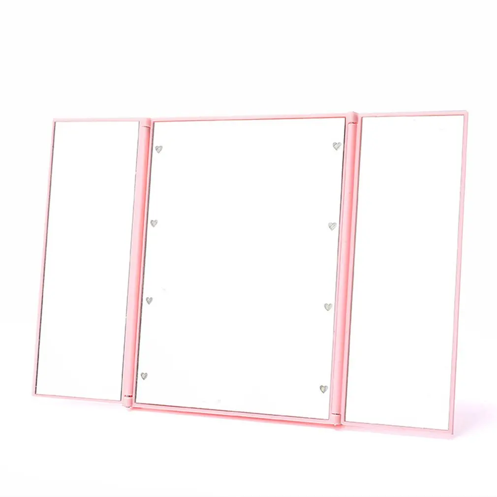 

Led Desktop Tri-Fold Beauty Mirror Illuminated Light Makeup Mirror Folding Cosmetic Mirror For Bz1594