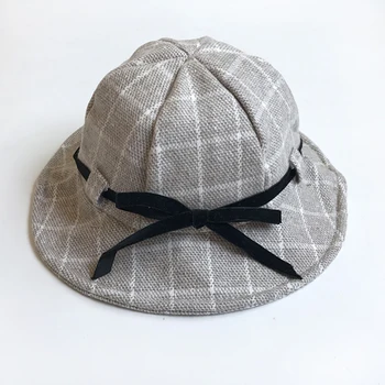 

Warm Kids Boys Girls Vintage Wide Brim Cap Soft Bowknot Bowler Floppy Children Sun Hat Beach Hat