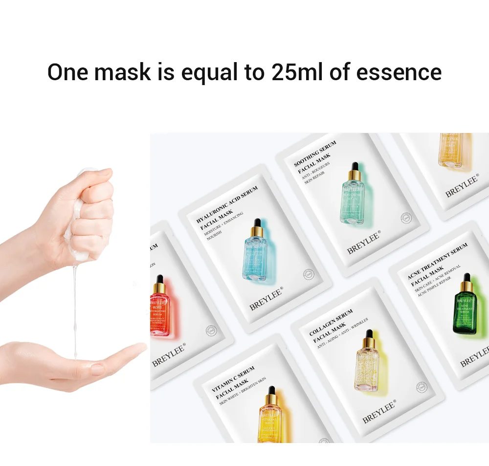 Hyaluronic Face Mask Retinol Facial Sheet Mask  Acne Treatment Serum Moisturizer Korean Skin Care Set Anti Aging Vitamin C