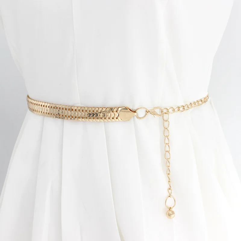Fashion Simple Chain Belt Women Lady High Waist Gold Belts Waistband For Party Jewelry Dress Metal Chain Belt