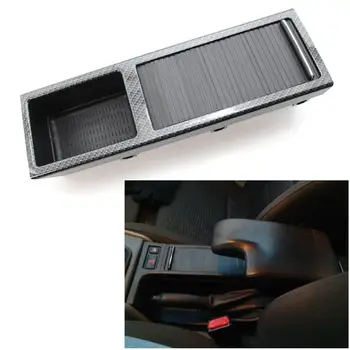 

ABS Plastic Carbon Fiber Black Storage Container Front Center Console Tray Water Cup Storage Insert For BMW 3 Series E46