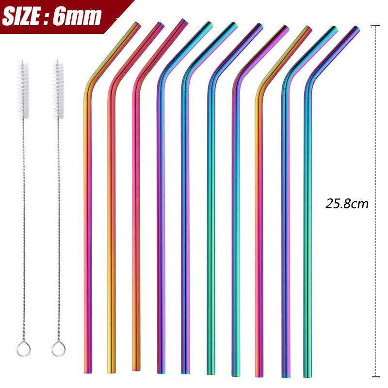 RB0-BT-10PCS(25.8cm) 10 шт экологически чистые металлические соломинки из нержавеющей стали для напитков соломинки вечерние инструменты барные аксессуары - Цвет: RB0-BT-10PCS(25.8cm)