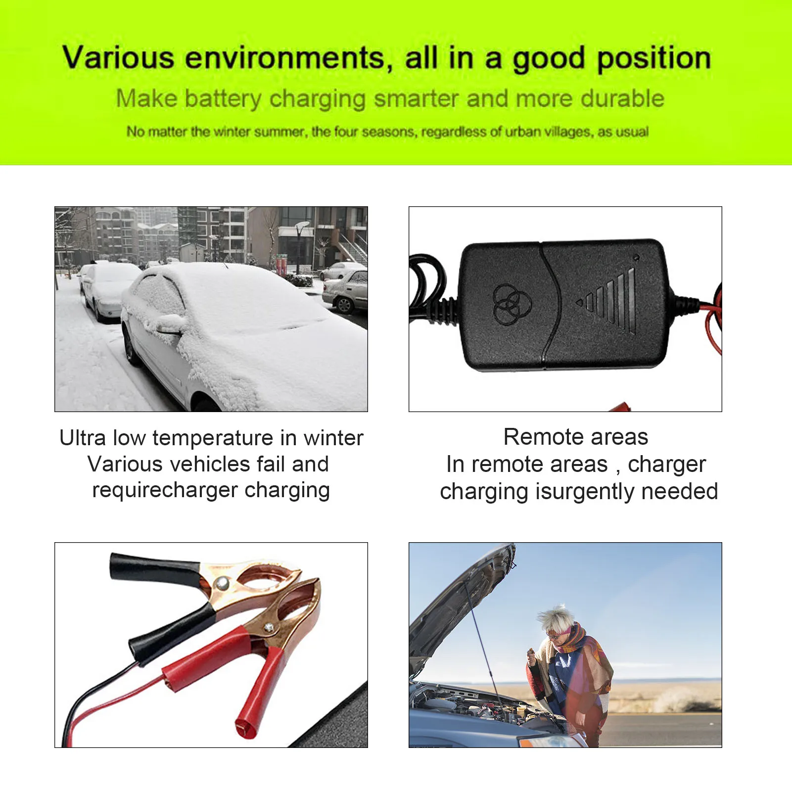 Portable Car Battery Charger 12V Car Battery Charger Automatic Battery Charger Power Puls Repair Chargers For Car Truck Motorcycle Accessories Cars Chargers