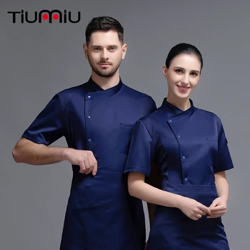 

2020 Chef Jackets Hotel Kitchen restaurant uniforms Short sleeve shirts Catering Chef's work clothes Cafe waitress cook clothes