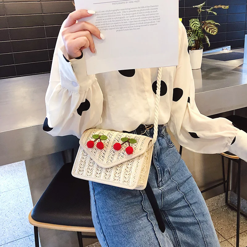 

INS Super Fire Straw Cherry Bag Women's 2019 Spring Summer New Style Korean-style Versatile Shoulder Ladies' Bag