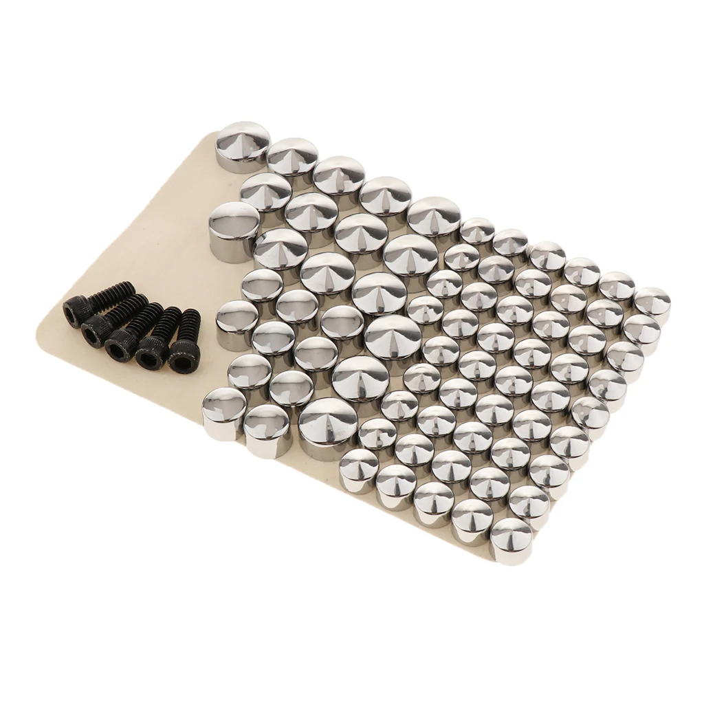 80 Pieces Chrome Bolt Toppers Cap Cover for Harley FLT/FLH Motorcycle Replacement
