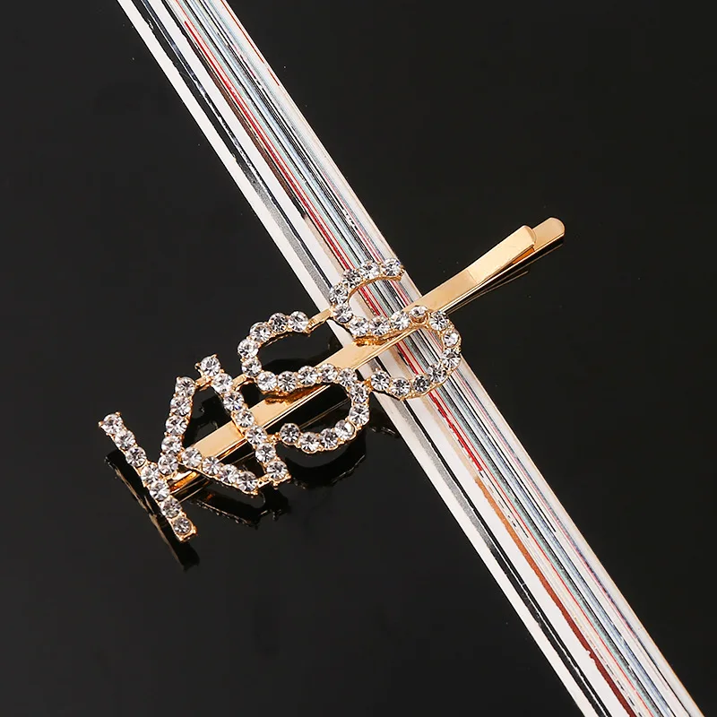 Английские буквы жемчуг зажим со стразами шпилька для девочек женские металлические заколки заколка для волос вечерние свадебные аксессуары для волос - Цвет: Gold KISS