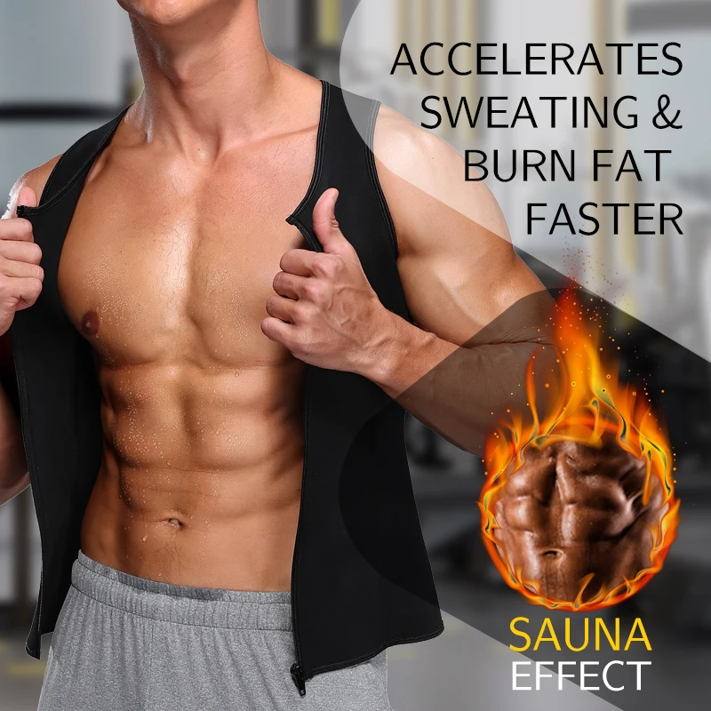 Mens Polymer Sauna Vest Sweat Body Shaper Slimming Compression