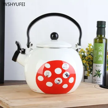 

2L thick flat bottom whistle round mouth enamel kettle water bottle kettle teapot home kitchen induction cooker universal
