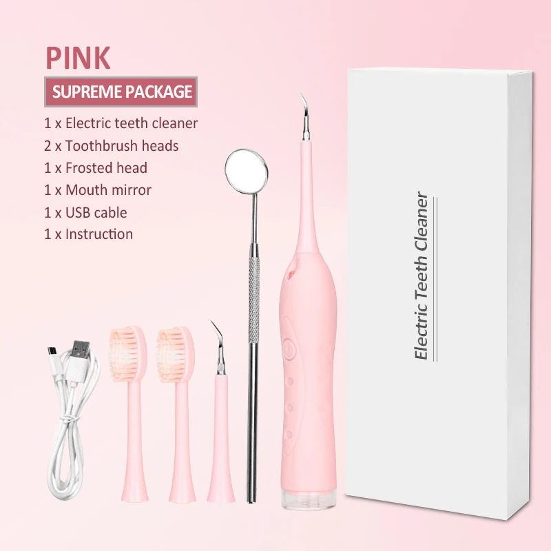 Pink Supreme Version Профессиональная звуковая зубная щетка акустическая волна электрическая зубная щетка для удаления зубов для взрослых ультра звуковая зубная нить для домашнего использования - Цвет: Pink Supreme Version