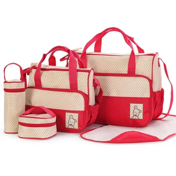 

Multifuncational Large Capacity 5Pcs Baby Diaper Bag Backpack Shoulder Bags Organizer For Mummy Maternity Baby Bag Diaper Bag