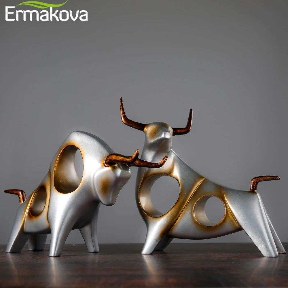 ERMAKOVA Статуэтка крупного рогатого скота Ox домашний Декор Гостиная бык скульптура