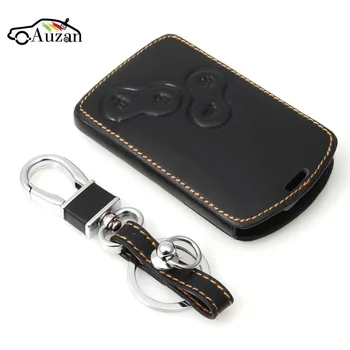 

Leather Key Case Cover Holder with Keychain For Renault Koleos Laguna 2 3 Megane 1 2 3 Sandero Scenic Captur Clio Duster Fluence