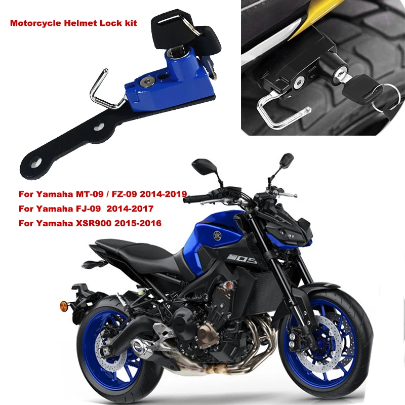 Mt09 fj09 xsr900 motocicleta capacete bloqueio kit de alumínio com 2 teclas  se encaixa para yamaha MT 09/FZ 09 14 19, FJ 09 14 17, xsr900 15  16|Molduras ornamentais e capas| - AliExpress