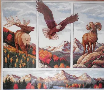 

14/22/25ct Lovely Counted Cross Stitch Kit Rocky Mountain Beauty Eagle Deer Sheep dim 13643