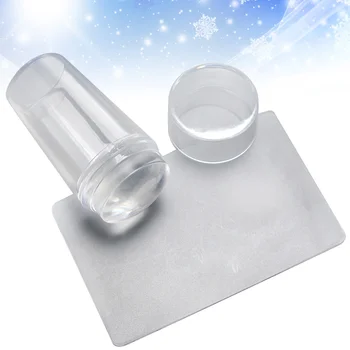 

8 Pcs Nail Art Seal Clear DIY Printing Stamper Manicure Transparent Scraper Nail Art Stamper Scraper (4 Pcs Stamper + 4 Pcs Scra