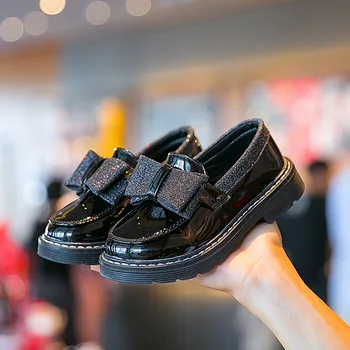 

New Kids Leather Wedding Dress Shoes For Girls Brand Children Black Wedding Shoes Boys Formal Wedge Sneakers Flat