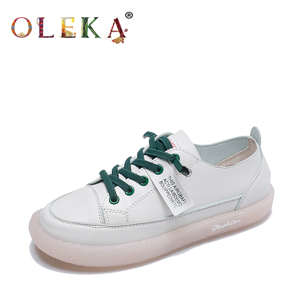 

OLEKA 2020 New white shoes Comfortable casual thick bottom flat bottom high quality fabric Young sport style ladies shoes AS118