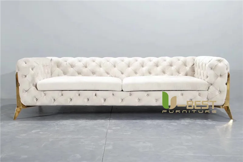 Tufted Velvet Chesterfield Couch Living Room Sheila Sofa Set  (1)