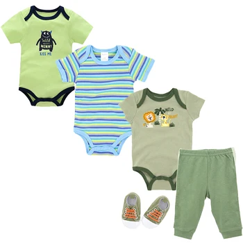 

Honeyzone Infant Animal Print Roupa Bebe Menino Newborn Baby Boy Clothes Outfit Set Striped Baby Jumpsuit Toddler Bodysuit 0-12M