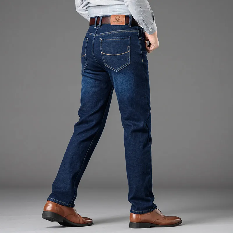 Great Value New Men's Plus velvet warm thick jeans trousers casual trend large size winter straight slim fashion wash plus velvet denim