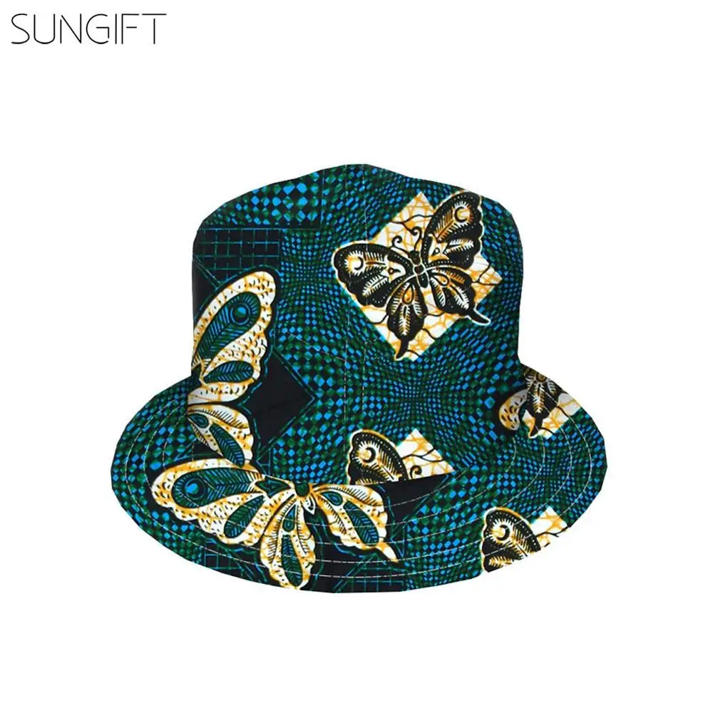SUNGIFT африканская Дашики Рыбацкая шляпа с животным цветочным принтом Двусторонняя одежда Африка шляпа ткань батик Открытый дышащий складная шляпа
