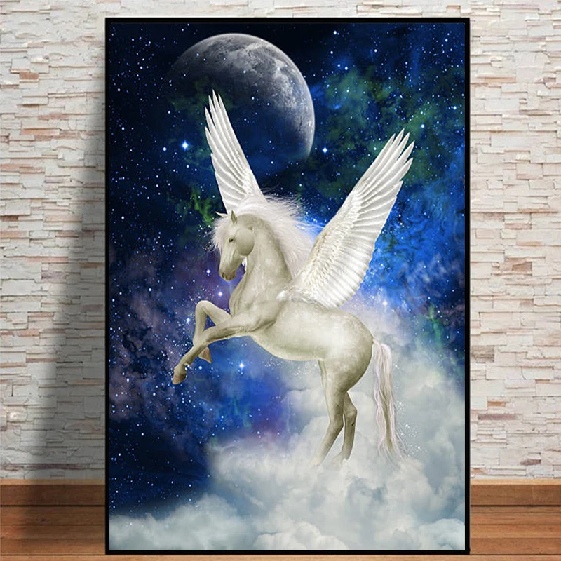 Настенная картина Pegasus рисунок на холсте с изображением летающих крыльев и