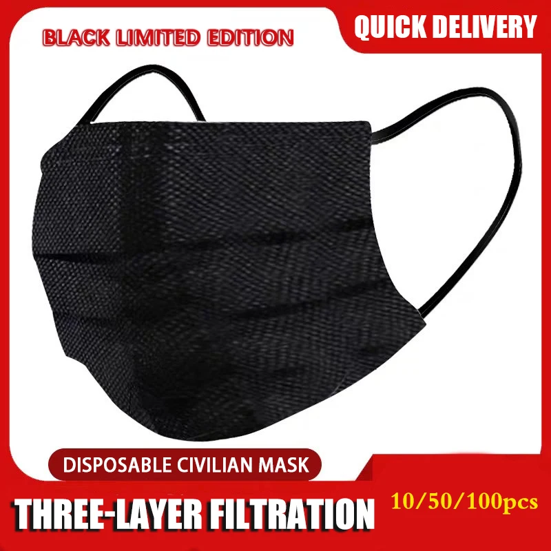 10-50-100-Pcs-Mouth-Mask-Disposable-Black-Cotton-Mouth-Face-Masks-Non-woven-Mask-3