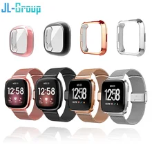 Ремешок для Fitbit Versa 2 3 Sense Lite Band с ТПУ защитный чехол для экрана бампер для металлического браслета часы Versa аксессуары