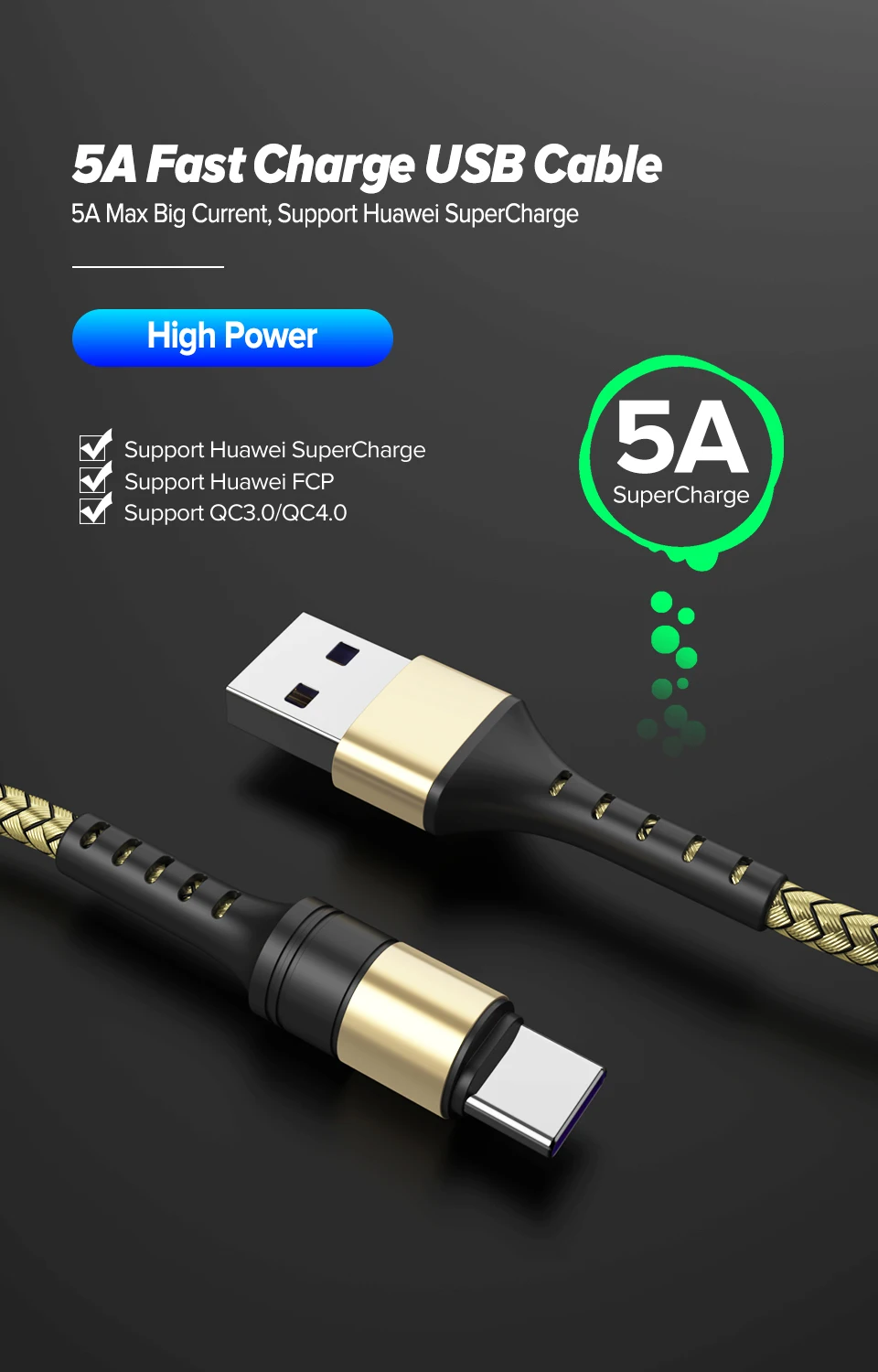 5А usb type C Быстрая зарядка USB C кабель для huawei P30 P20 Lite супер быстрый кабель для зарядки для Xiaomi Mi 9 samsung S10 S9 Note 9