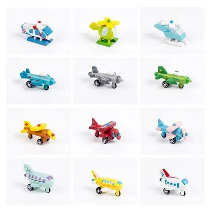 Конструктор автомобиль модель 12 шт. автомобиль авиационный транспорт форма для детей; из дерева милая игрушка - Цвет: Белый