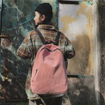 

Schoolbag female Korean college student backpack high school forest corduroy wild simple backpack