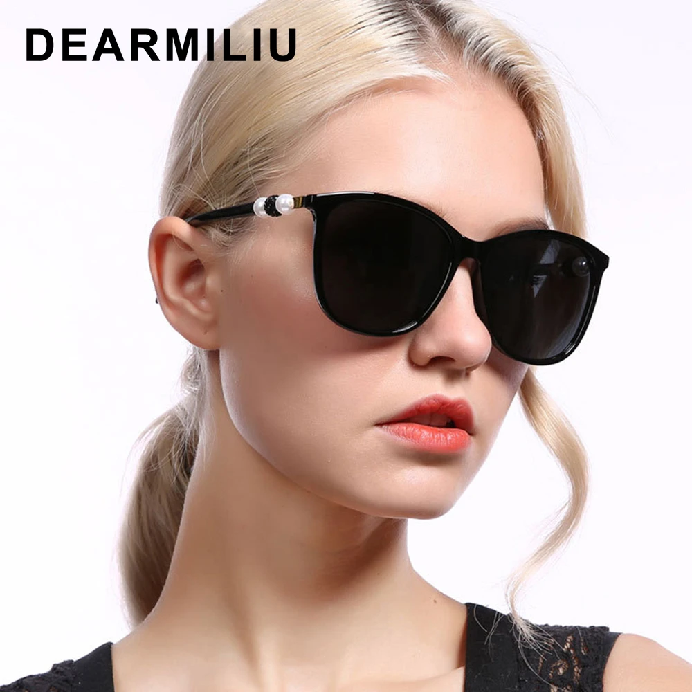 DEARMILIU Модные солнцезащитные очки Брендовые женские кошачий глаз поляризованные солнцезащитные очки для вождения Жемчужное Украшение очки UV400 Gafas De Sol