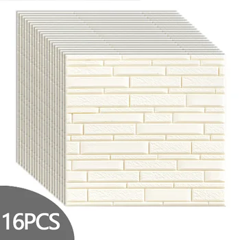 

3D Wall Stickers 16pc Imitation Brick Bedroom Decor Waterproof Self-adhesive Wallpaper For Living Room Kitchen TV Backdrop Decor