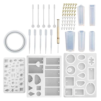 

62 Pcs Diy Bracelet Pendant Jewelry Casting Molds, Silicone Resin Jewelry Molds Set Diy Making Tool Crafting Pendant Earrings