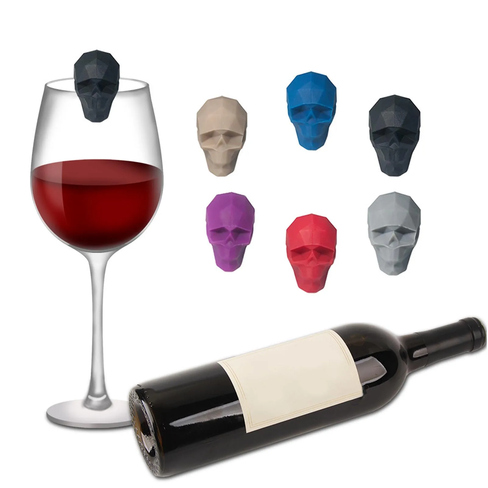 6pcs SShape Silicone Wine Glass Marker Buffet Identifier Sucker Mark Wine Glass Label Supplies Colorful Charms