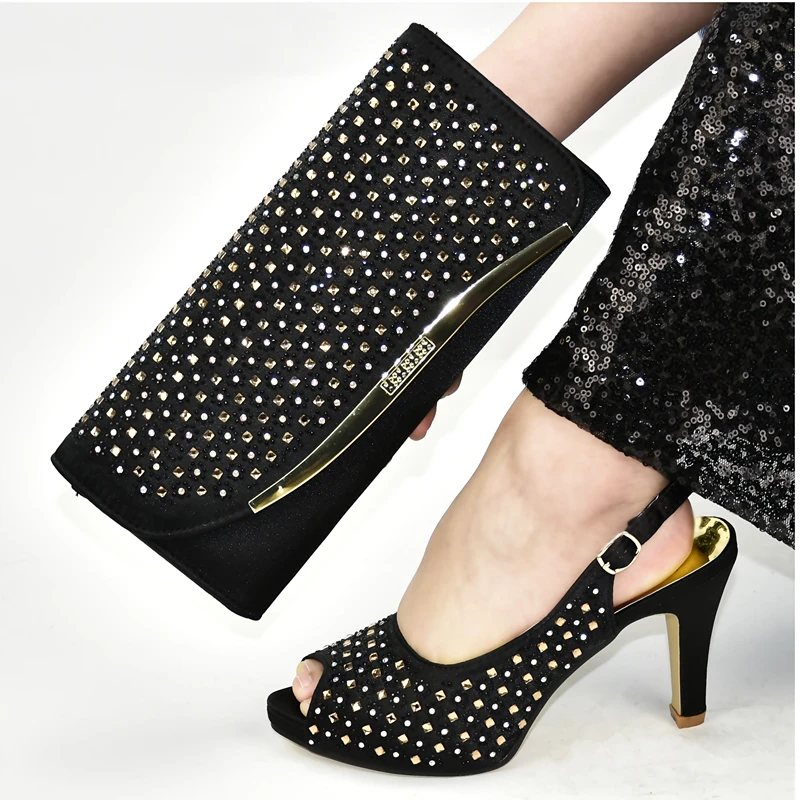 

2020 Hot Selling high heels and clutches bag African Style shoes and bag matching set women designs italian shoes with matching