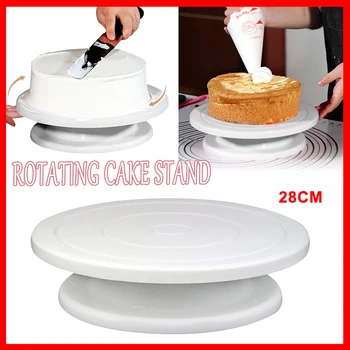 

28CM ROTATING CAKE STAND Icing Decorating Revolving Kitchen Display Turntable