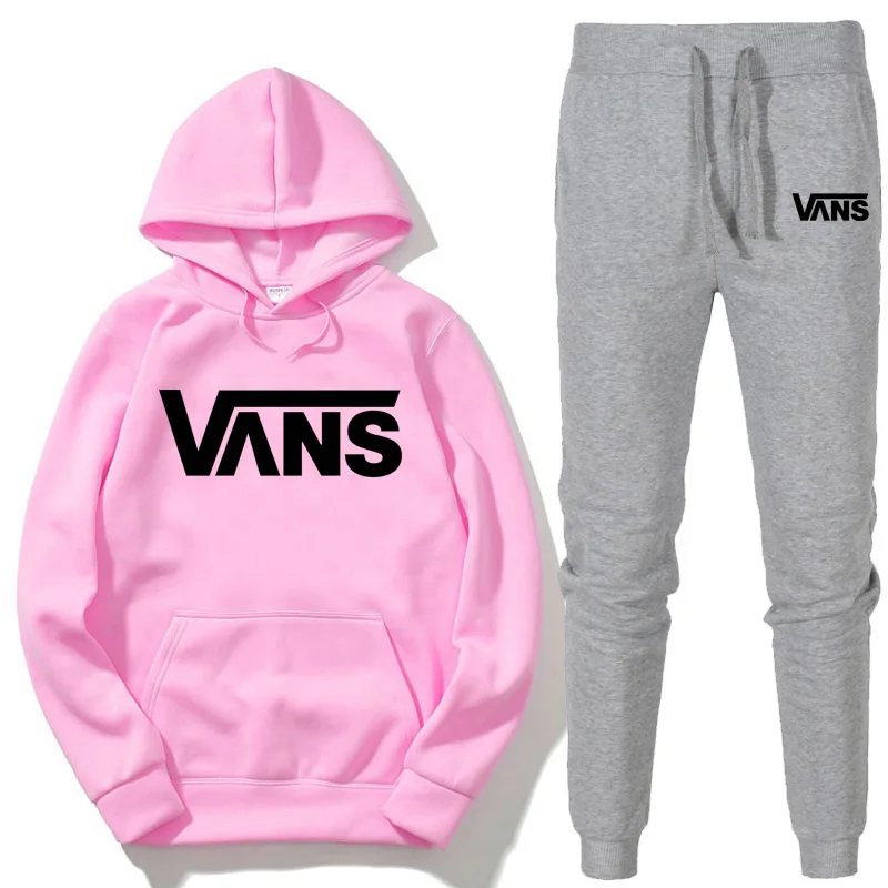 

Autumn Winter 2 Piece Set Women Hoodies+Pants Printed Tracksuit Women Pullover Sweatshirt Trousers With Pockets Pink Sport Suits