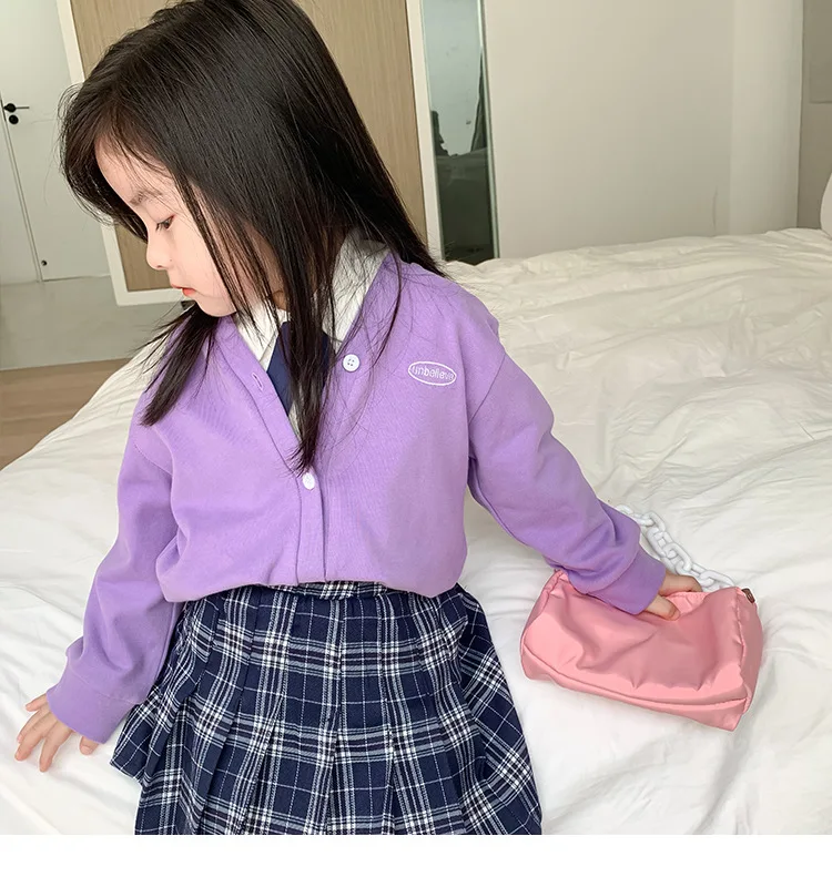 Cardigan de Malha para a Menina Meninas Cardigan Outono Nova Chegada Doce-colorido Crianças Roupas Camisolas 2 3 4 5 6 7 Anos 10 High Quality Mamãe e Bebê