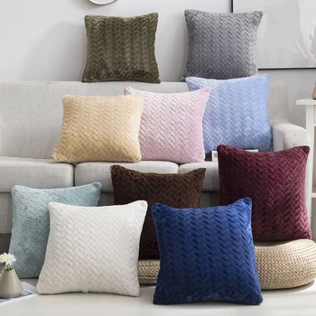 

Flocking Solid Color Pillow Case Solid Color Polyester Throw Pillow Case Decorative Pillowcases Cover 45*45cm
