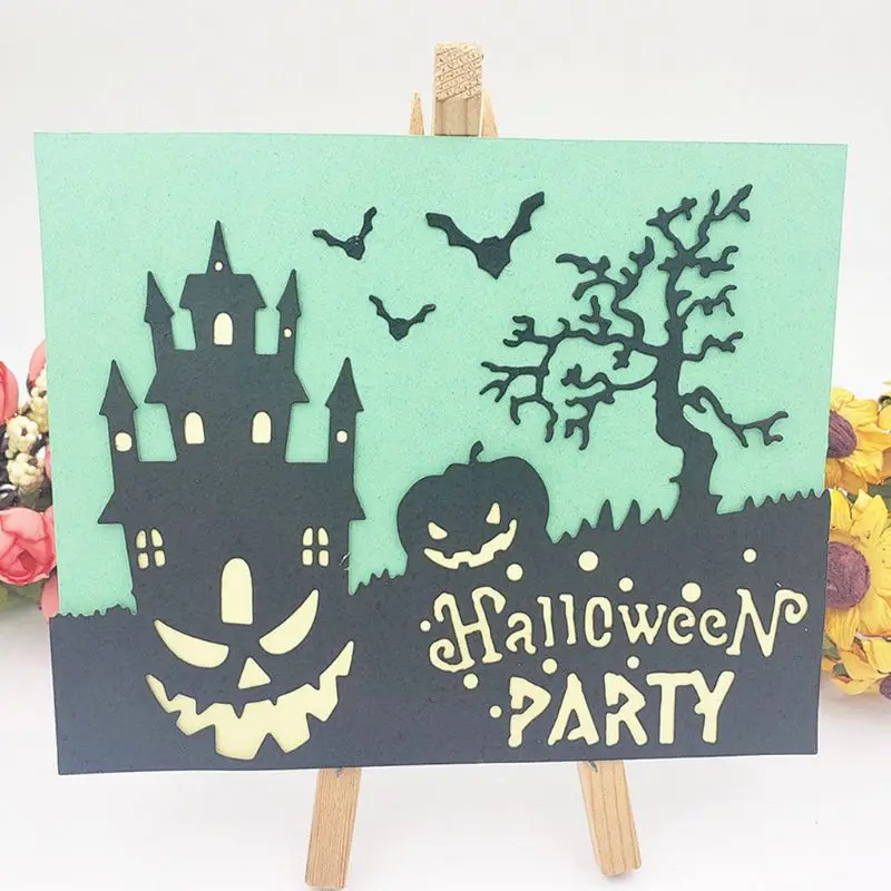 

Halloween Party Castle Ghost Pumpkin Metal Cutting Dies Stencil DIY Scrapbooking Album Stamp Paper Card Embossing Crafts Decor